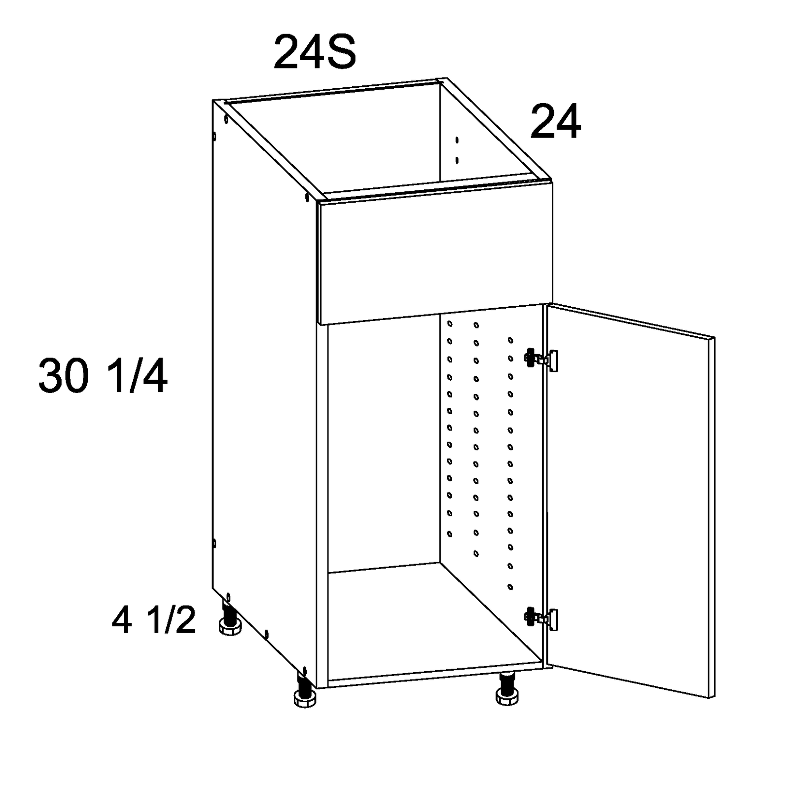 Palermo Gloss White Sink Base Cabinet with False Drawer Front 24" x 34-1/2" x 24"
