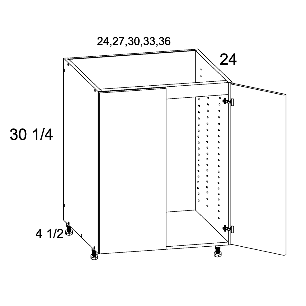 Palermo Gloss White Full Height Door Sink Base 27" x 34-1/2" x 24"