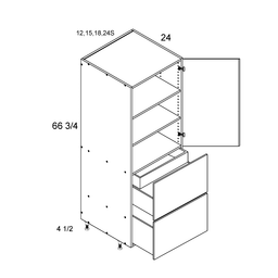 Palermo Gloss White Tall One Door Two Drawer with One Inner Drawer Utility Cabinet 12" x 72" x 24"