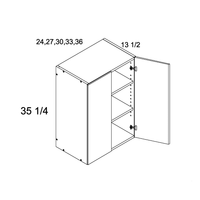 Palermo Gloss White Two Door Wall Cabinet 27" x 35-1/4" x 13-1/2"