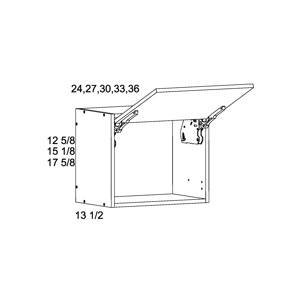 Palermo Gloss White Blum Flip Up Door Wall Cabinet 24" x 12-5/8" x 13-1/2"