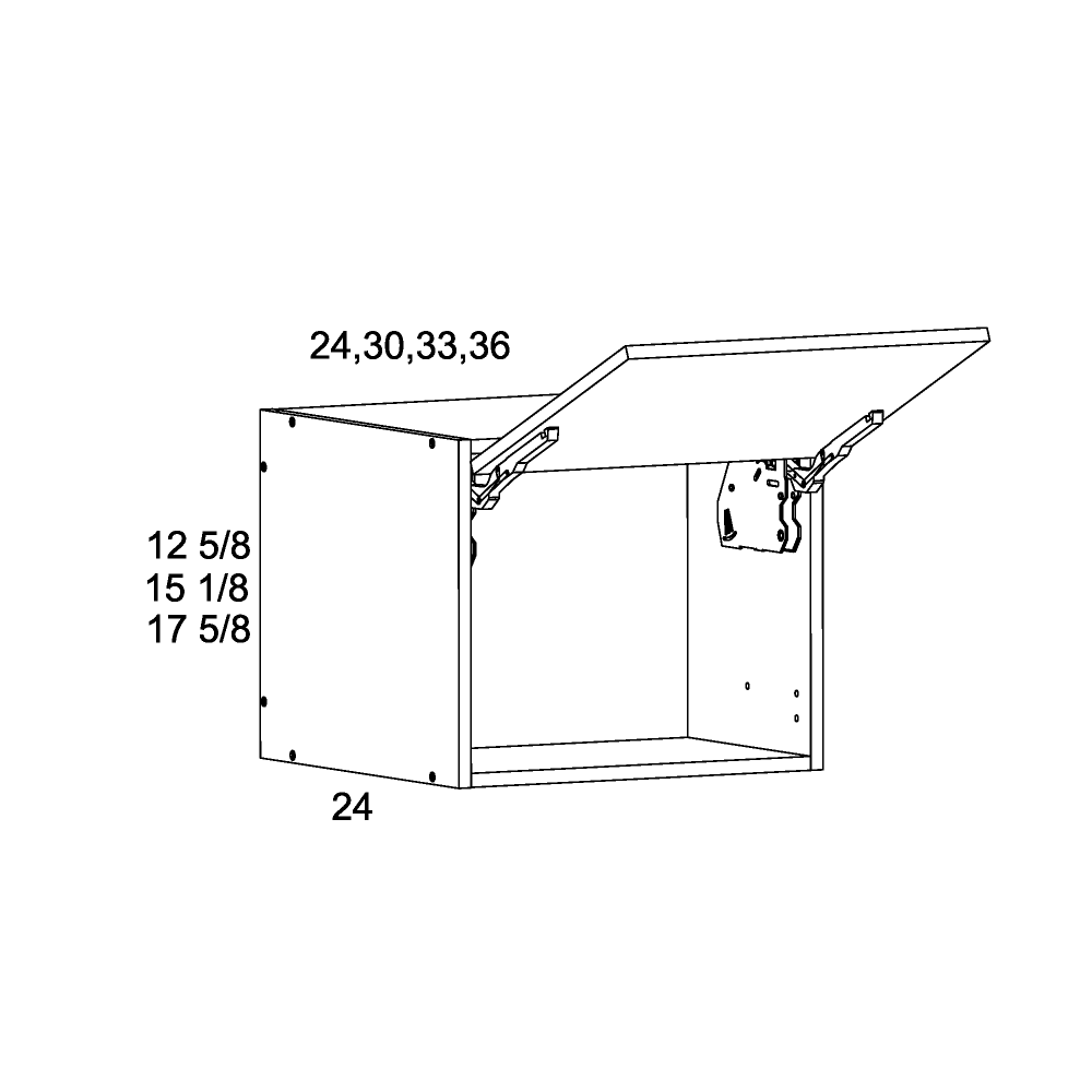 Palermo Gloss White Blum Flip Up Door Wall Cabinet 24" x 12-5/8" x 24"