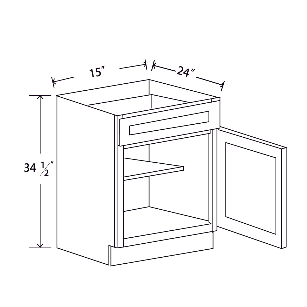 In-Stock Shaker White Single Door Base, 15"