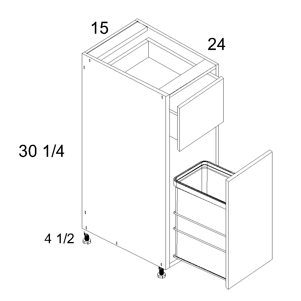 Palermo Gloss White Base with Single Trashcan Pullout 15" x 34-1/2" x 24"