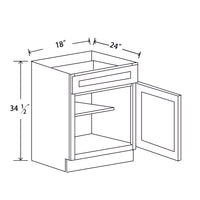 In-Stock Shaker White Single Door Base, 18"
