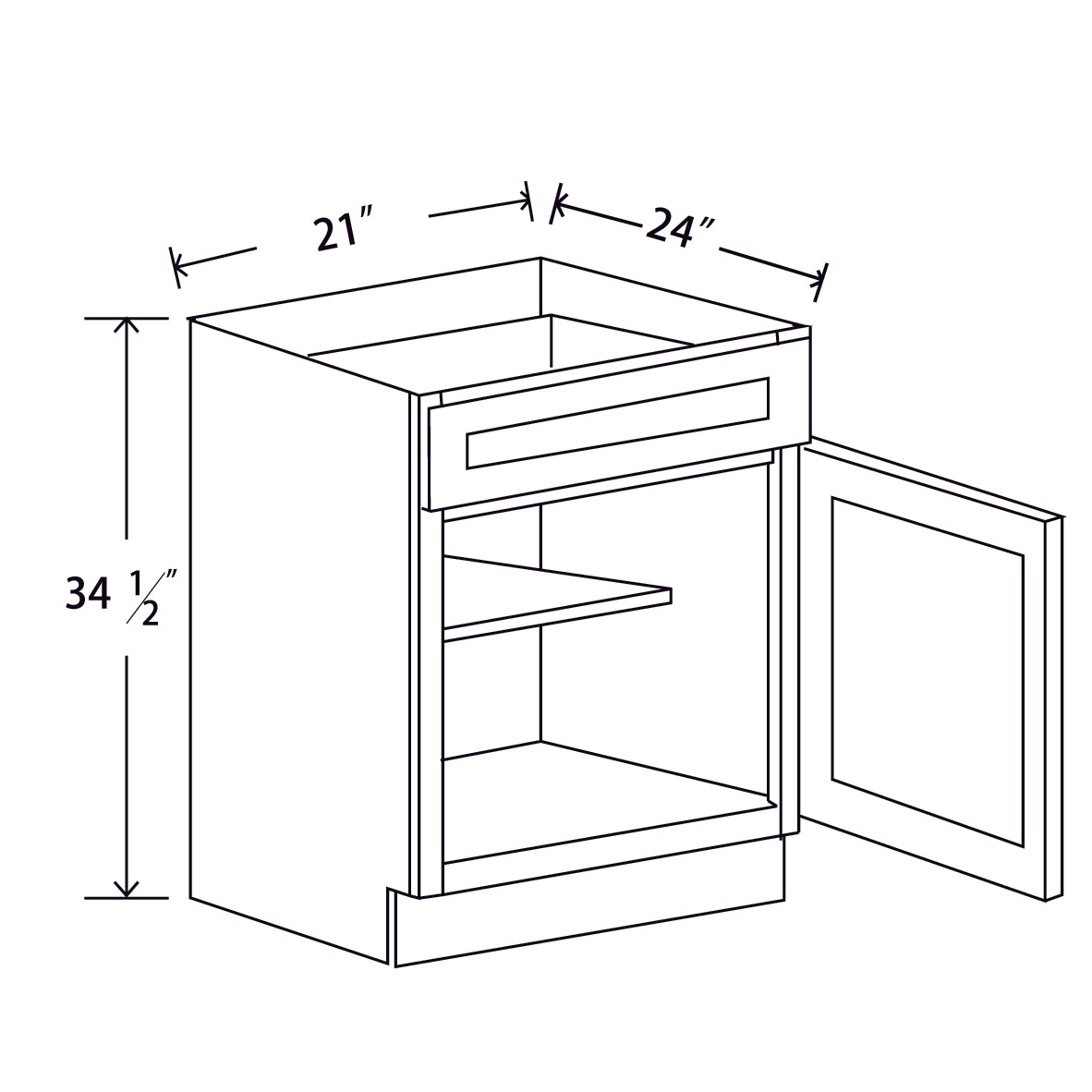 In-Stock Shaker White Single Door Base, 21"
