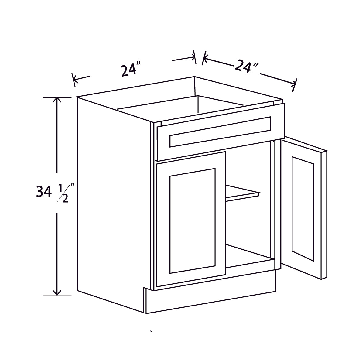 In-Stock Shaker White Two Door Base, 24"