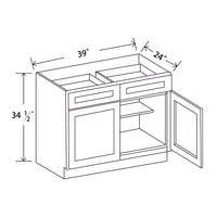 In-Stock Shaker White Two Door Two Drawer Base, 39"