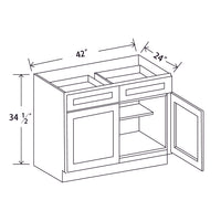 In-Stock Shaker White Two Door Two Drawer Base, 42"