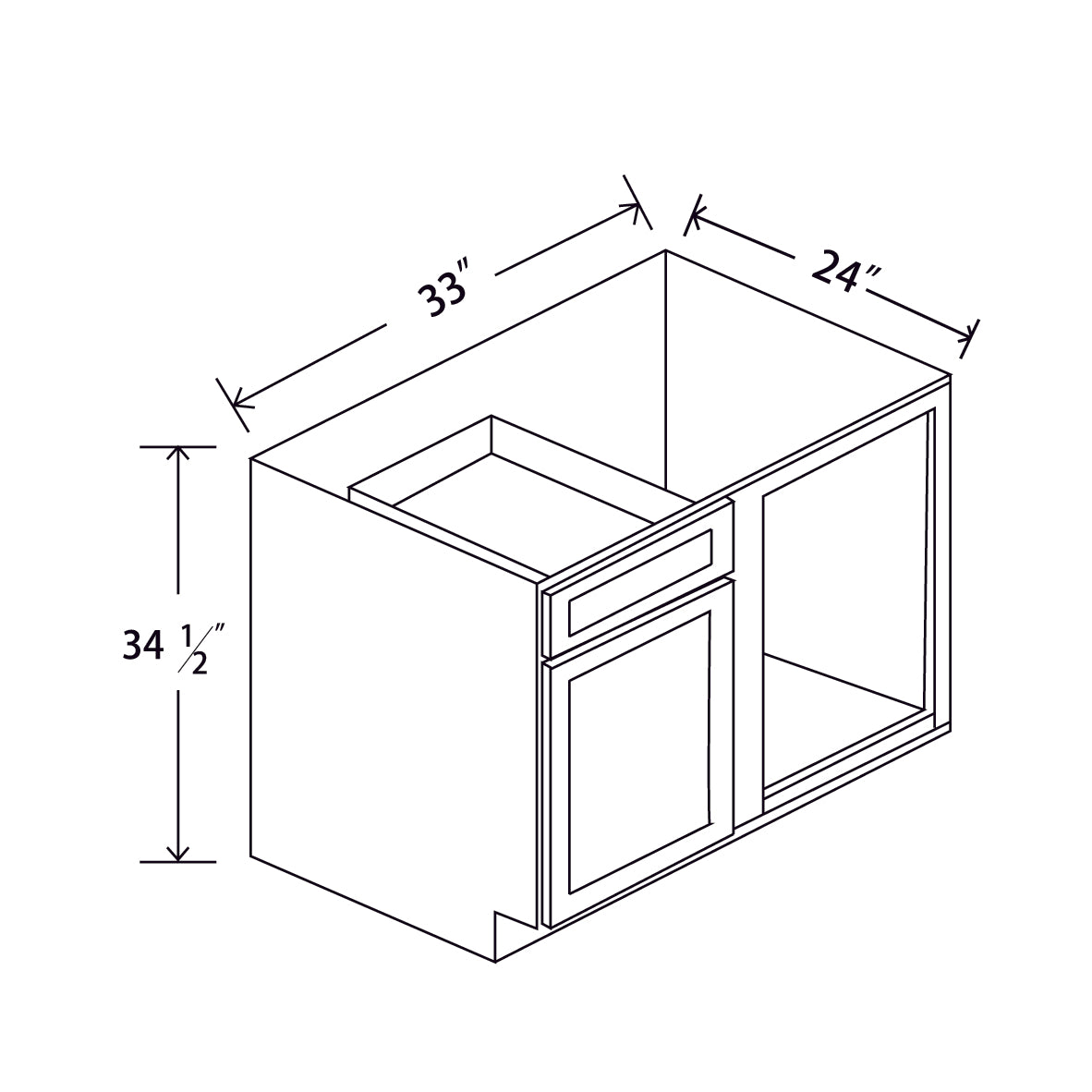 In-Stock Shaker White Blind Base Corner, 33"