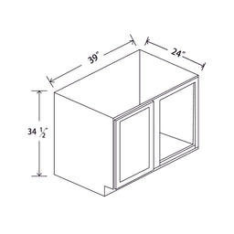 In-Stock Shaker White Blind Base Full Height Door Corner (Right), 39"