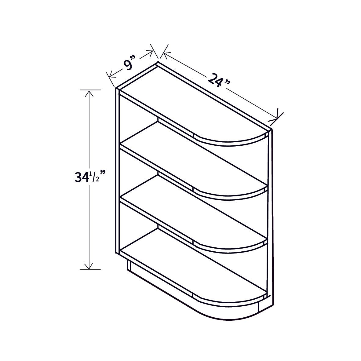 In-Stock Shaker White Base End Shelf Cabinet, 9"