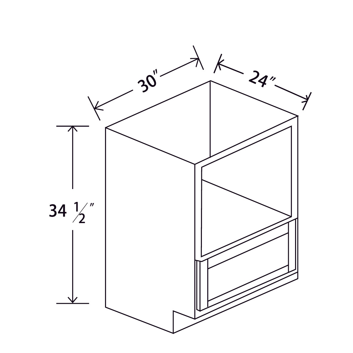 In-Stock Shaker White Base Microwave Cabinet, 30"
