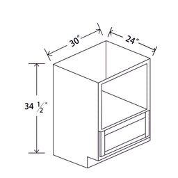 In-Stock Shaker White Base Microwave Cabinet, 30"