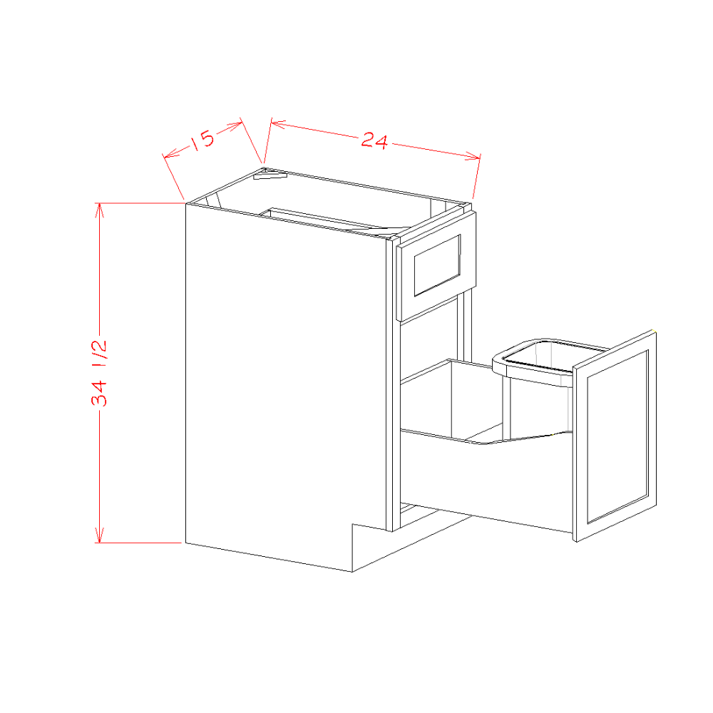 Shaker Trash Can Pullout Base Kit, 15"