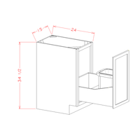 Shaker Trash Can Full Height Pullout Base Kit, 15"