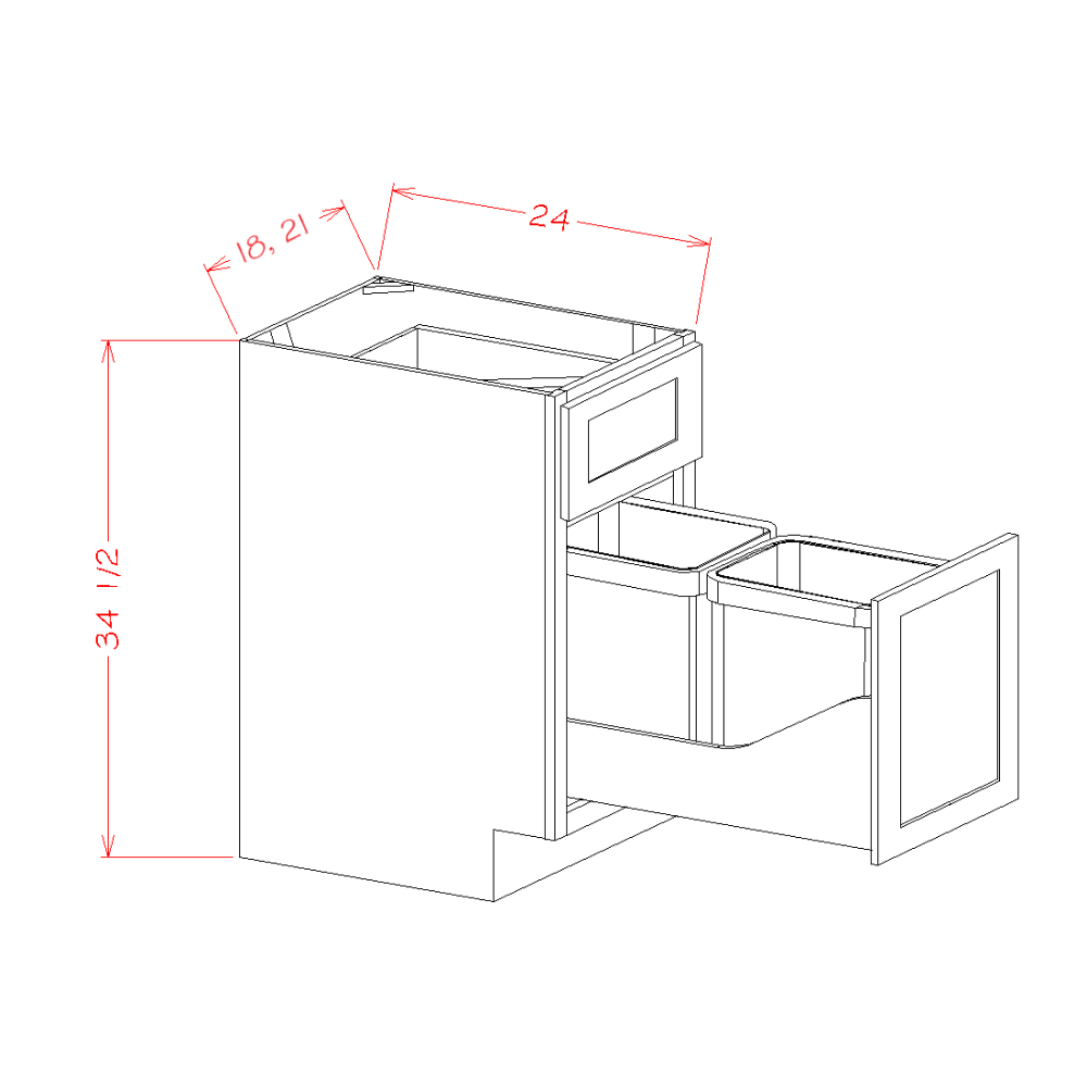 Shaker Trash Can Pullout Base Kit, 18"