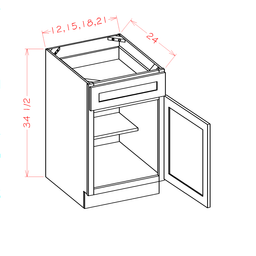 Edgeline Single Door Single Drawer Base Cabinet, 12"