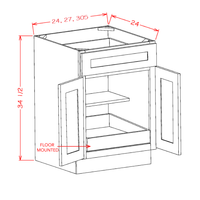 Shaker Single Rollout Shelf Base Kit, 27"
