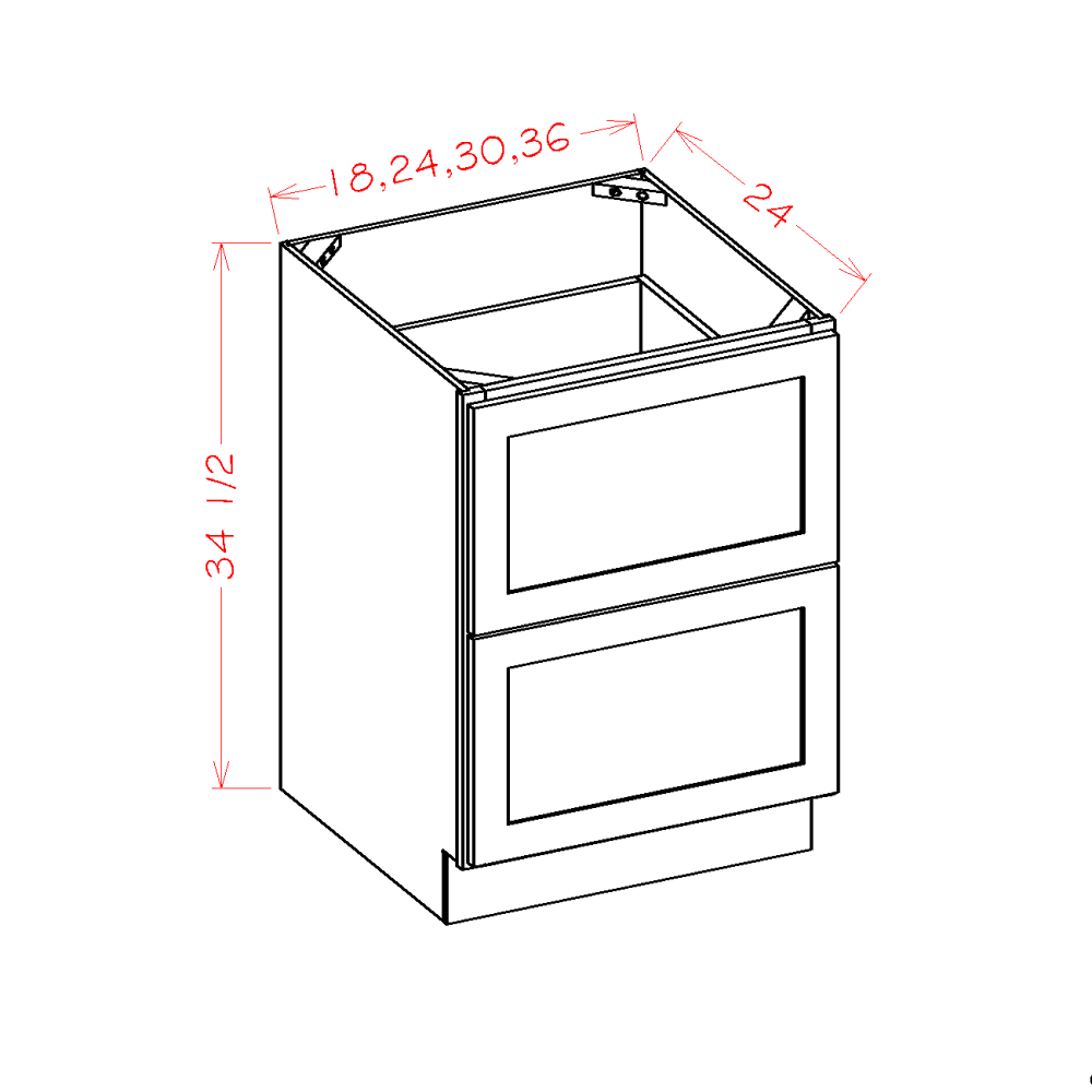 Shaker Two Drawer Base, 24"