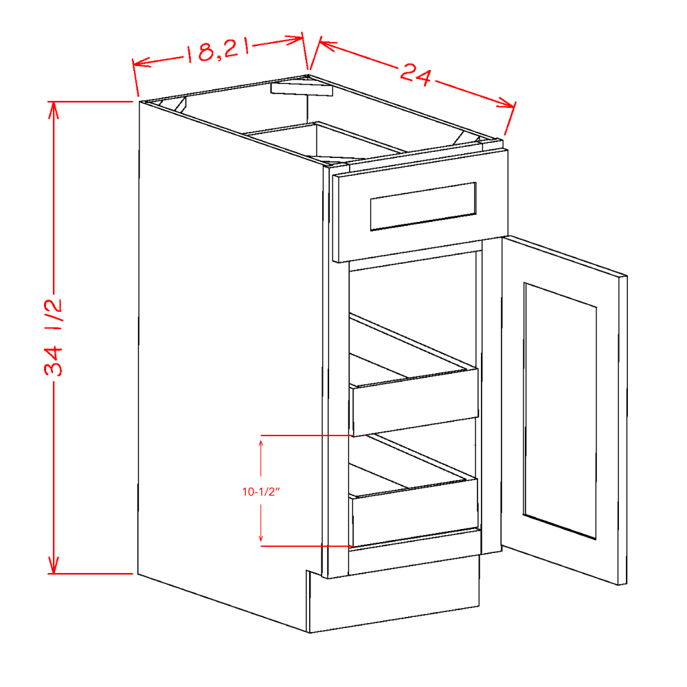 Shaker Double Rollout Shelf Base Kit, 18"