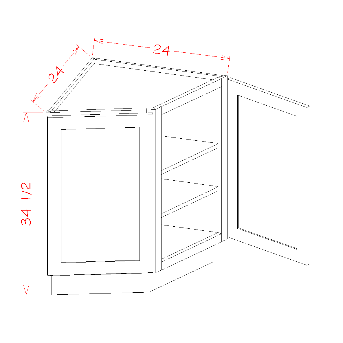 Shaker Base End Cabinet, 24"