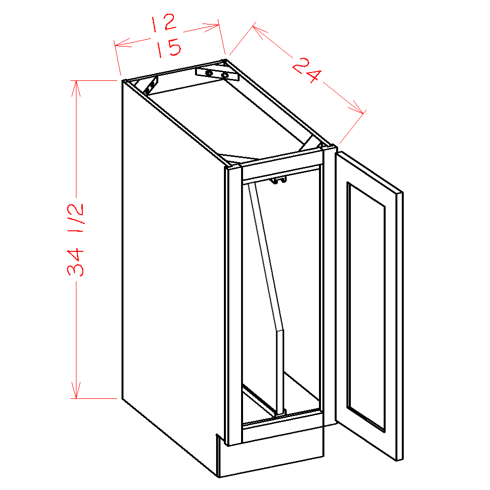 Shaker Tray Divider Base Kit Full Height Door, 15"