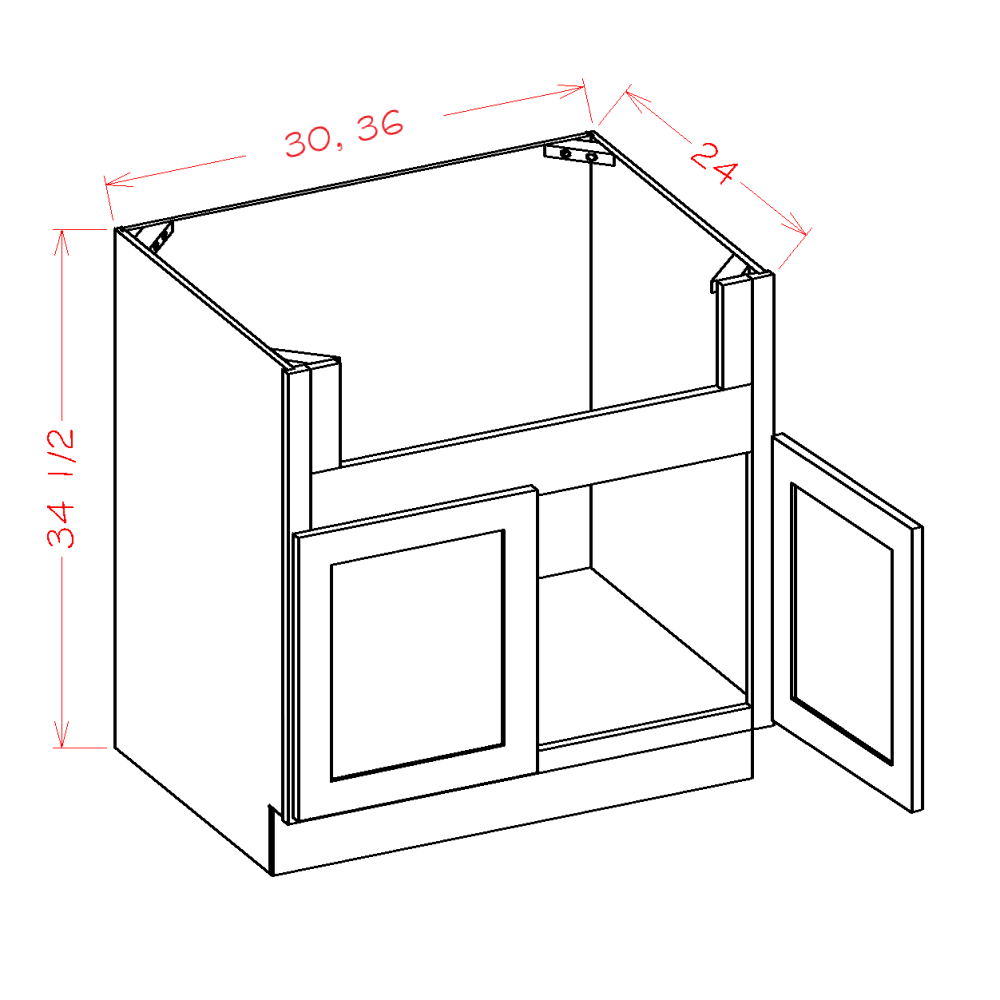 Shaker Farm Sink Base, 36"