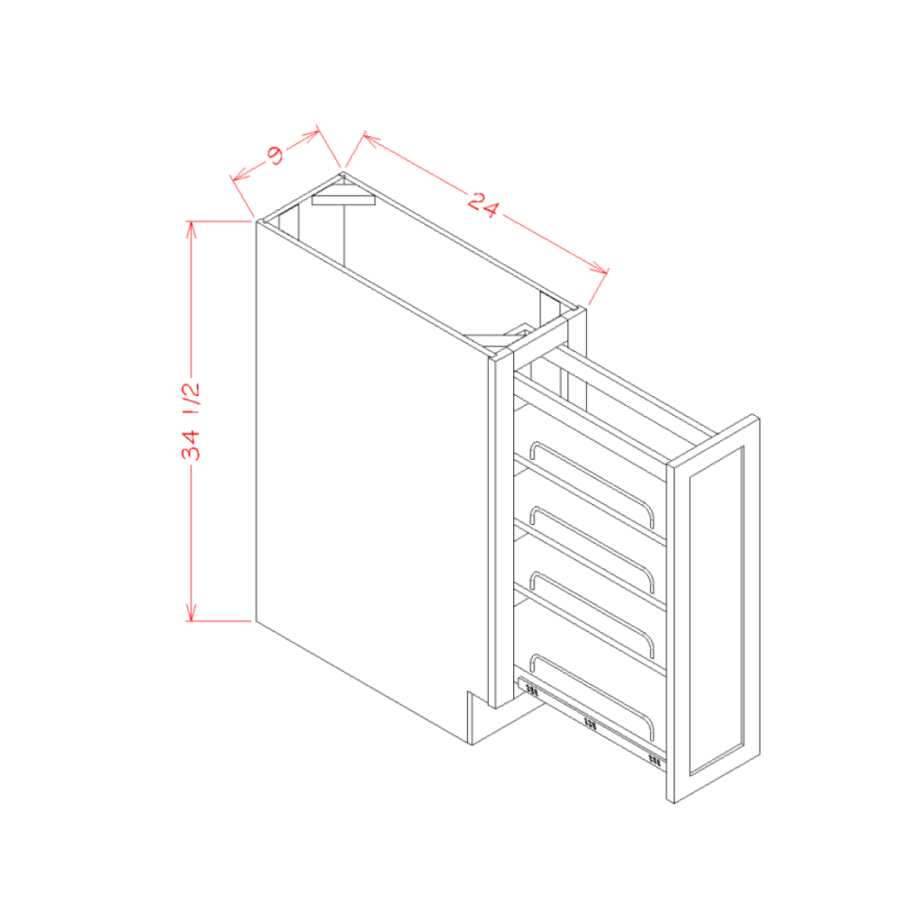 Shaker Pullout Organizer Shelf Base Kit, 9"