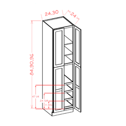 Shaker Four Rollout Shelf Utility Cabinet, 24" x 24" x 90"