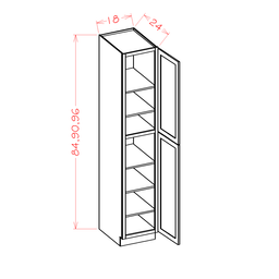 Shaker Two Door Utility Cabinet, 18" x 24" x 84"