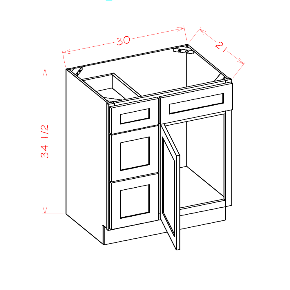 Shaker Vanity Base Drawer (Left), 30"