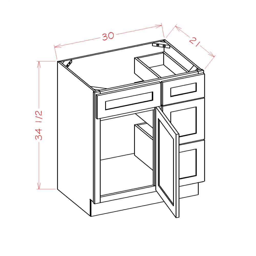 Shaker Vanity Base Drawer (Right), 30"