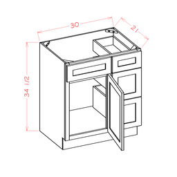 Shaker Vanity Base Drawer (Right), 30"