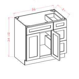 Shaker Vanity Base Drawer (Right), 36"