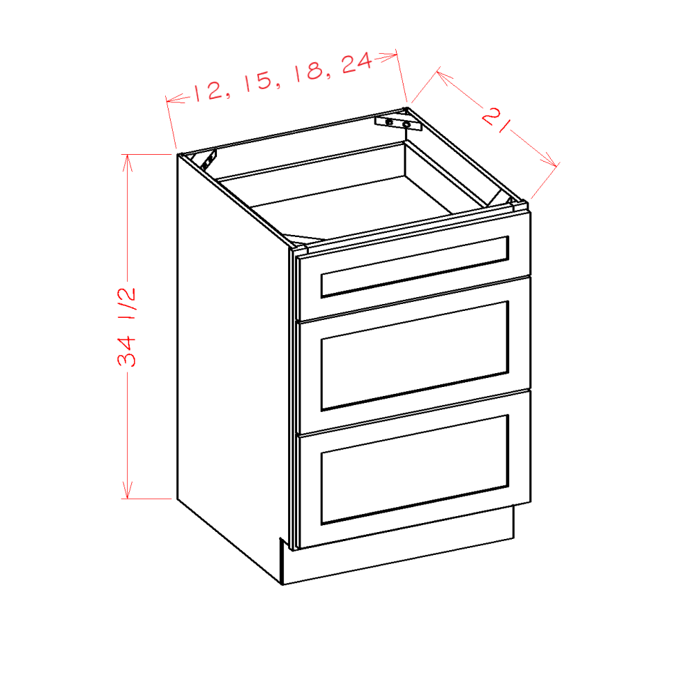 Shaker Vanity Drawer Base, 15"