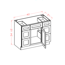 Shaker Vanity Base Cabinet Combo, 42"