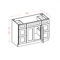 Oxford Vanity Base Cabinet Combo, 48"