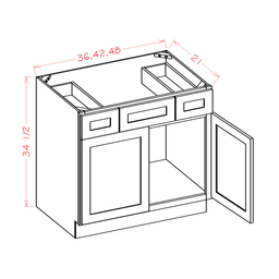 Shaker Vanity Combo Base Cabinet, 36"