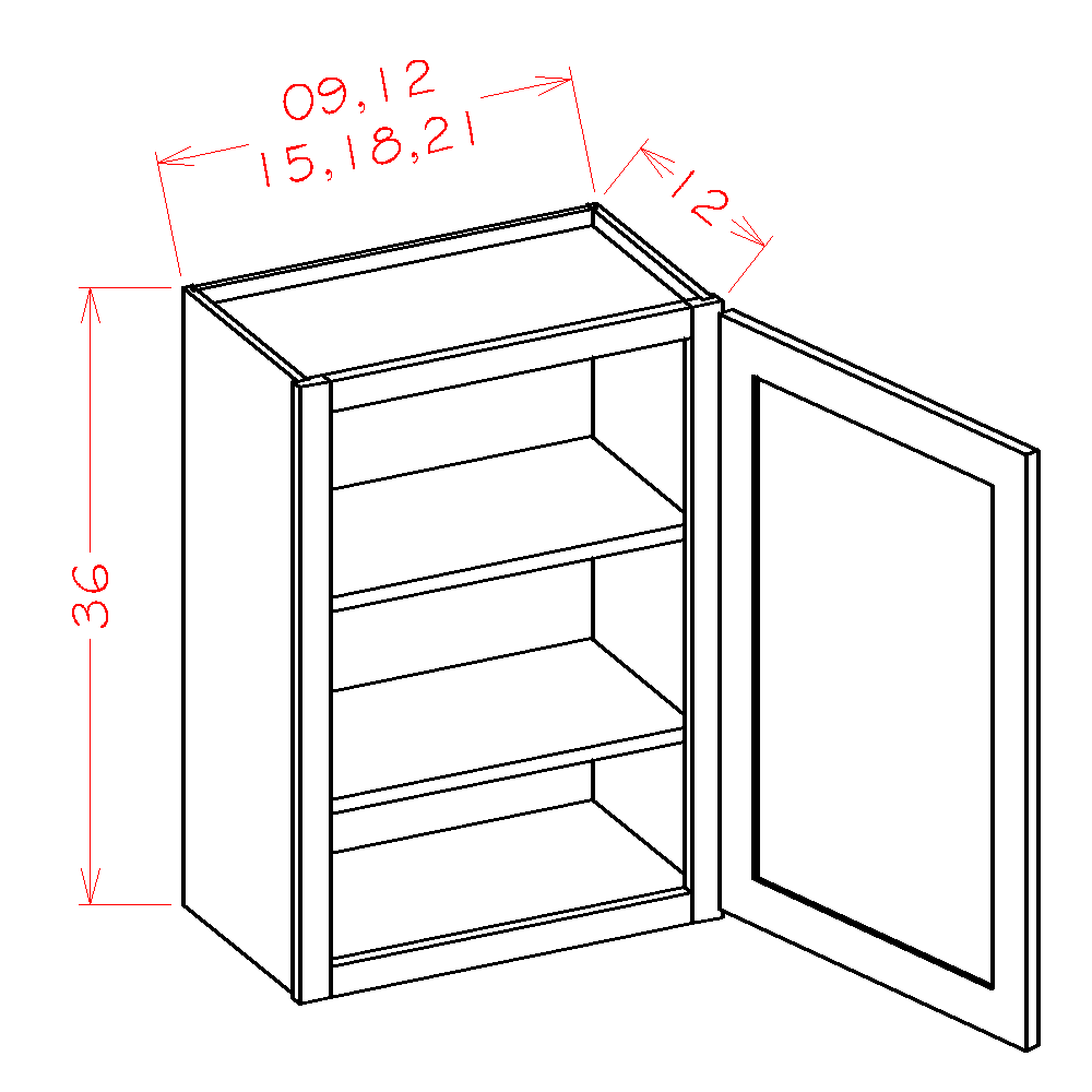 Edgeline Single Door Wall Cabinet, 15" x 36"