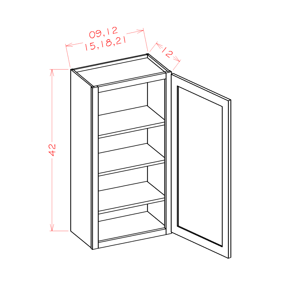 Edgeline Single Door Wall Cabinet, 9" x 42"
