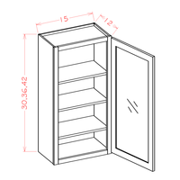 Shaker Wall Cabinet with Single Glass Door, 15" x 30"
