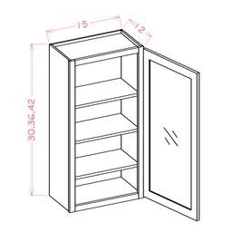 Shaker Wall Cabinet with Single Glass Door, 15" x 30"