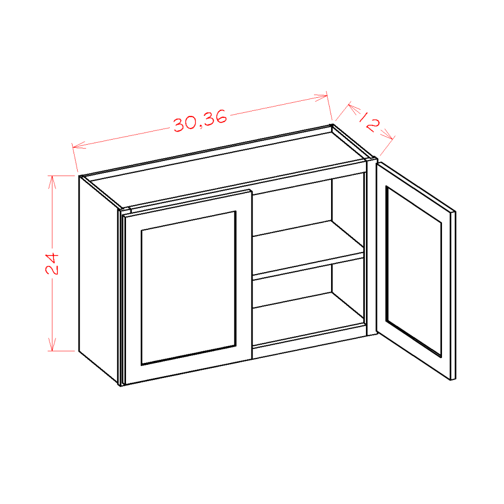 Shaker Wall Bridge Cabinet, 36" x 24"