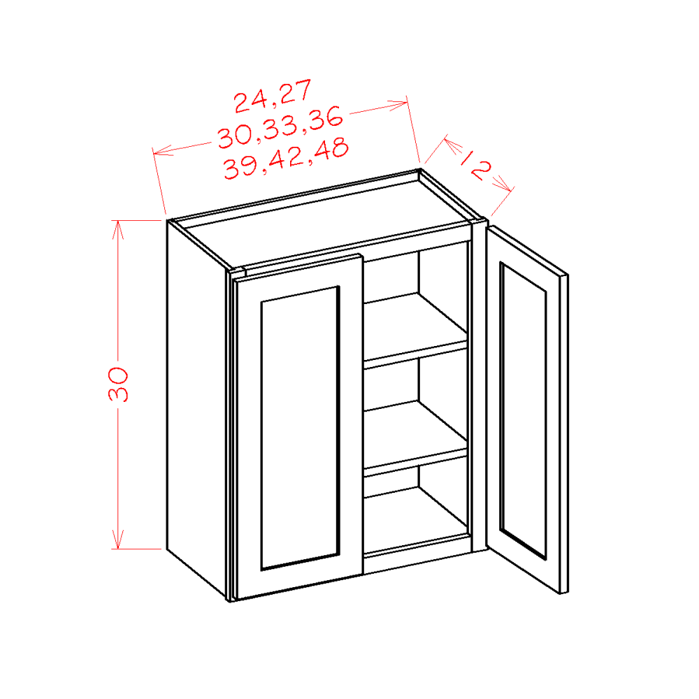 Shaker Double Door Wall Cabinet, 30" x 30"