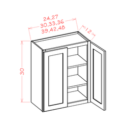 Shaker Double Door Wall Cabinet, 24" x 30"