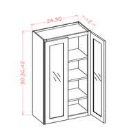 Shaker Wall Cabinet with Double Glass Door, 24" x 30"