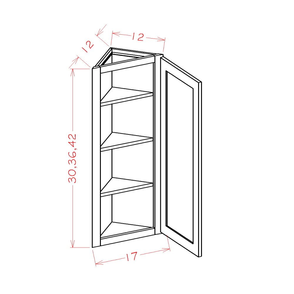 Shaker Angled Wall Cabinet, 12" x 30"