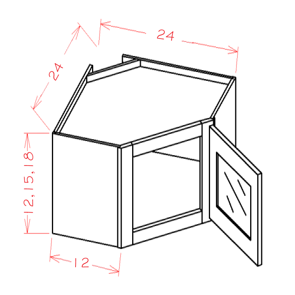 Shaker Wall Diagonal Stacker Cabinet, 12" x 24"