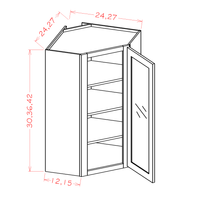 Edgeline Wall Corner Cabinet with Door Routed for Glass, 24" X 30"